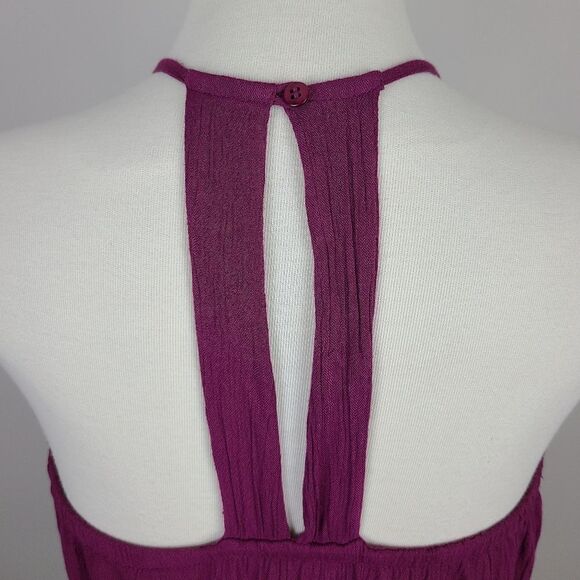 Burgundy Geometric Aztec Print Embroidered Keyhole Back Romper Small - Picture 9 of 16